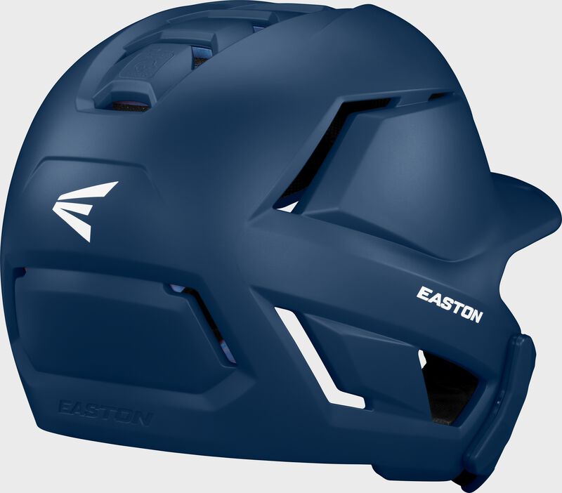 Back right of a navy Easton Z50 batting helmet with mult-adjust jaw guard loading=