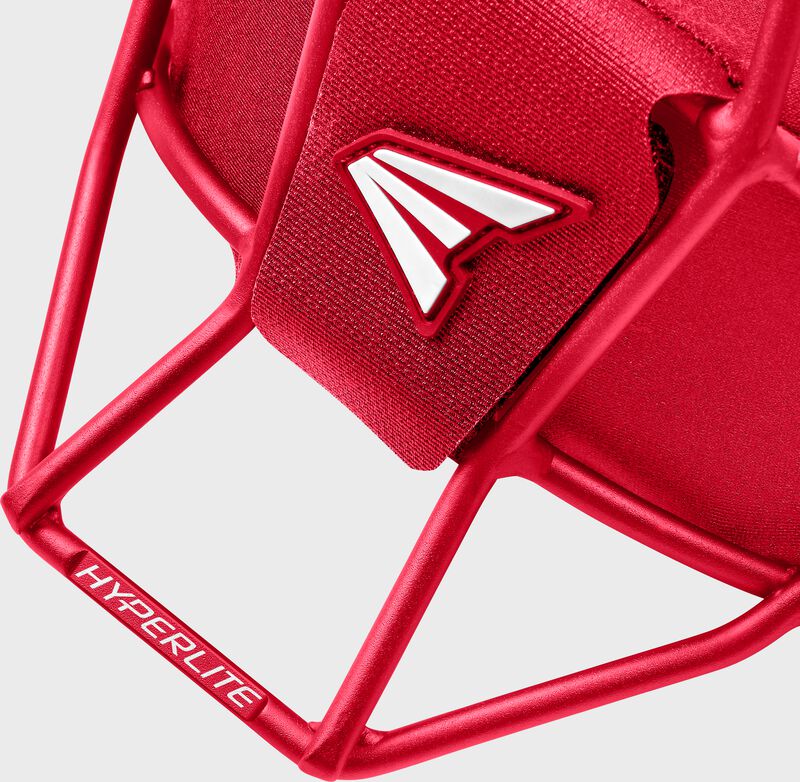 Easton logo, and bottom cage of a red Hyperlite Catcher's mask
