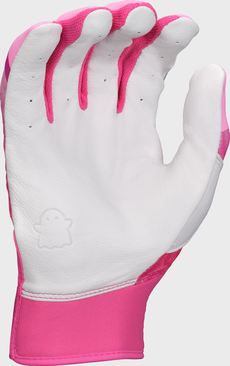 Palm of a "Strawberry Glow" Easton Ghost Ethos fastpitch batting glove loading=