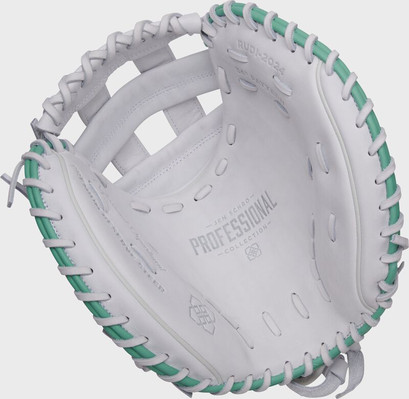 White palm of an Easton Jen Schro Professional Collection catcher's mitt