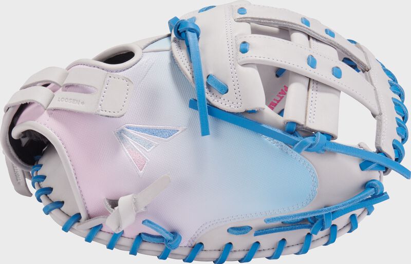 Professional Collection Color Splash 2.0 White/Columbia Blue/Pink 34" Fastpitch Catcher's Mitt, Right Hand Throw