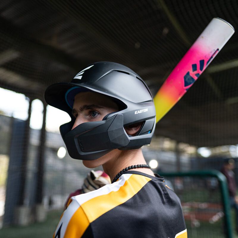 Easton Z50 Batting Helmet With Multi-Adjust Jaw Guard, Black, S/M
