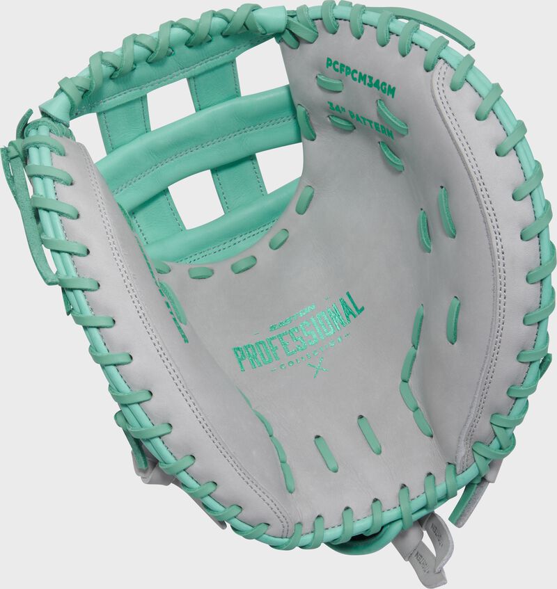 Professional Collection Color Splash 2.0 Grey/Mint 34" Fastpitch Catcher's Mitt, Right Hand Throw
