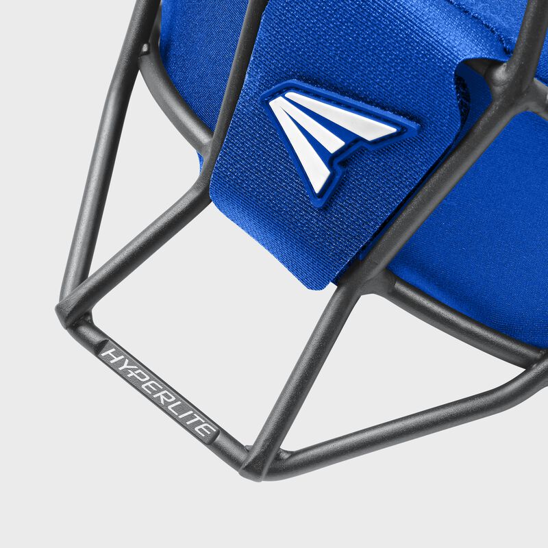 Easton logo, and bottom cage of a royal Hyperlite Catcher's mask