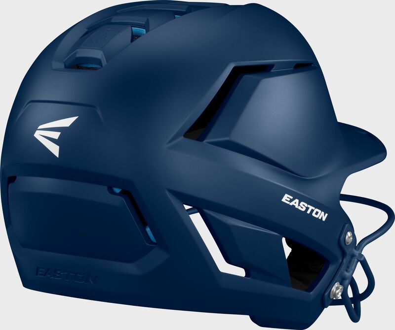Back of a navy Easton Z50 fastpitch batting helmet loading=