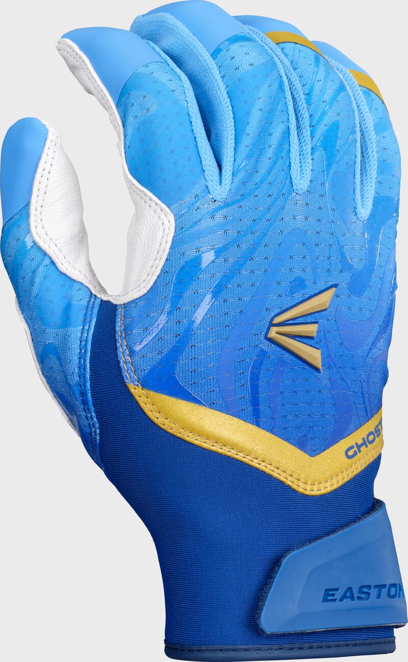 Back of an "Out of the Blue" Easton Ghost Ethos fastpitch batting glove