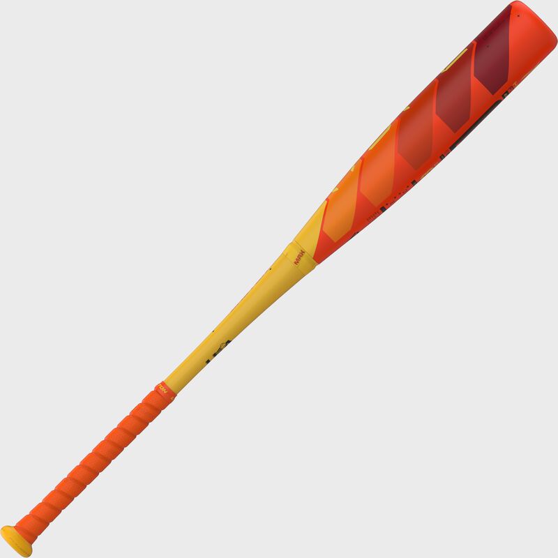 A red/yellow/orange Hype Fire -8 USA bat