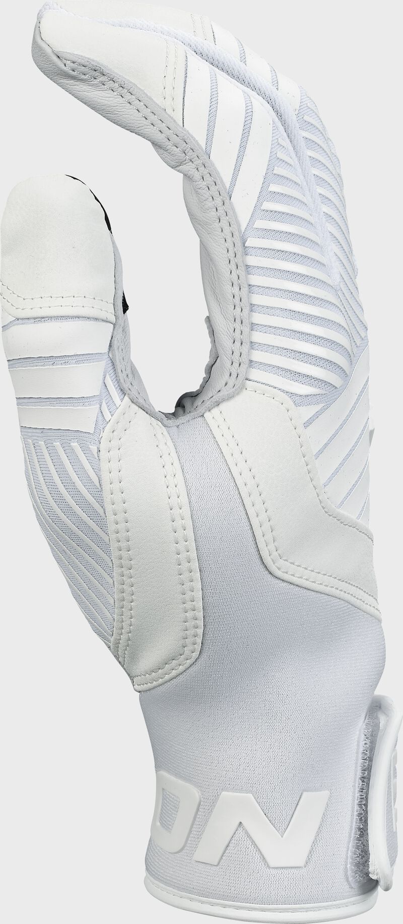 White thumb of a Walk-Off Ethos batting glove