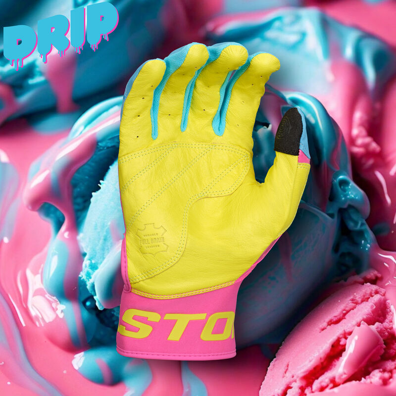 Walk-Off Ethos Drip Batting Gloves, Carolina Blue/Pink, Adult XL loading=