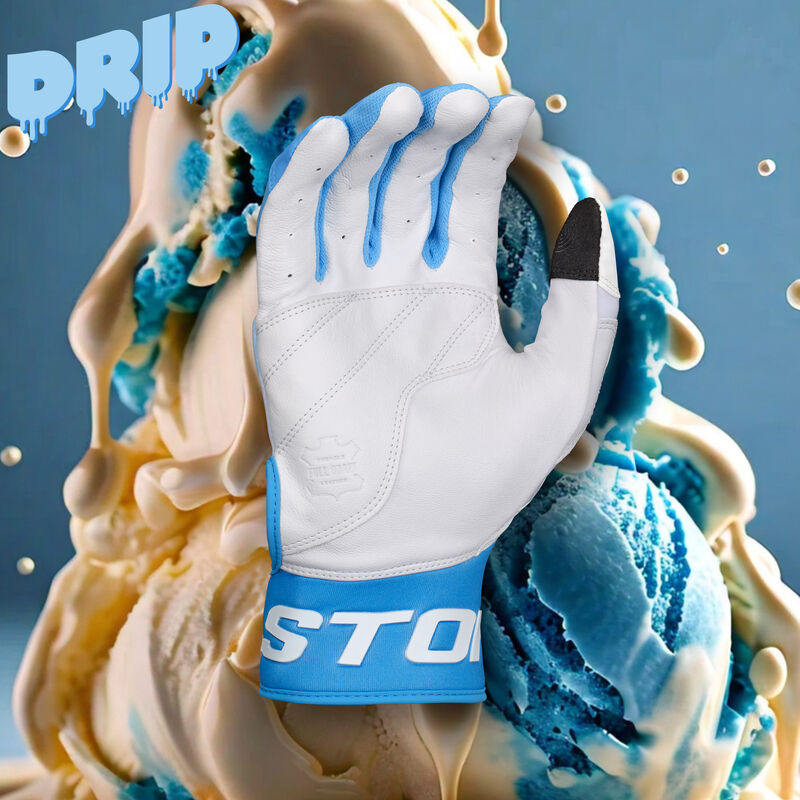 Walk-Off Ethos Drip Batting Gloves, White/Blue, Adult XL loading=