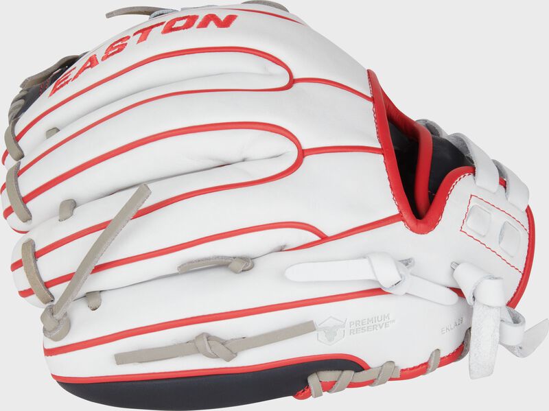 White back of an Easton Professional Collection Color Splash 11.75" infield glove
