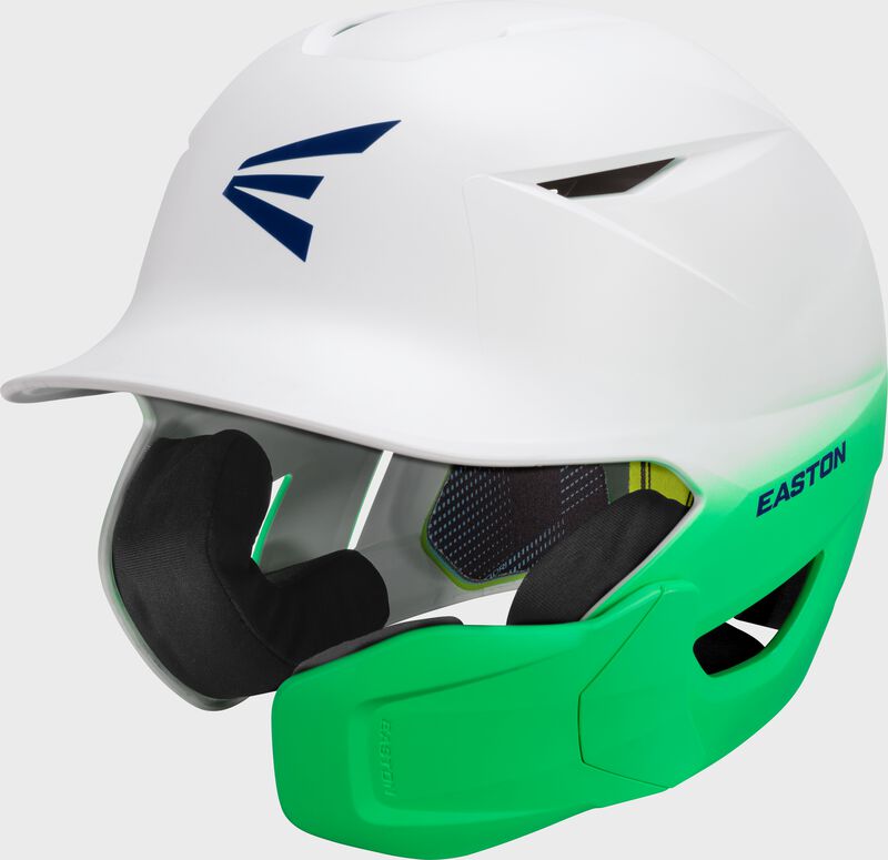 Special Edition Elite Max Batting Helmet With Universal Jaw Guard, White/Mint, Large/Extra Large loading=