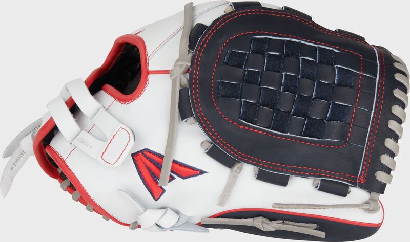 Thumb of a red/white/navy Professional Collection Color Splash 12.5” fastpitch utility glove with a navy Basket web