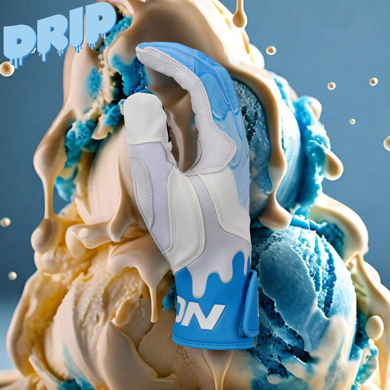 Walk-Off Ethos Drip Batting Gloves, White/Blue, Adult XL loading=