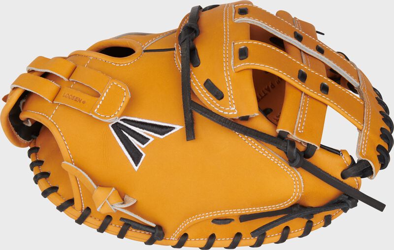 Thumb of a tan Professional Collection Color Splash 34” fastpitch catcher’s mitt with a tan H-web