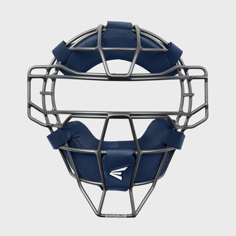 Front of a navy Hyperlite Catcher's Mask
