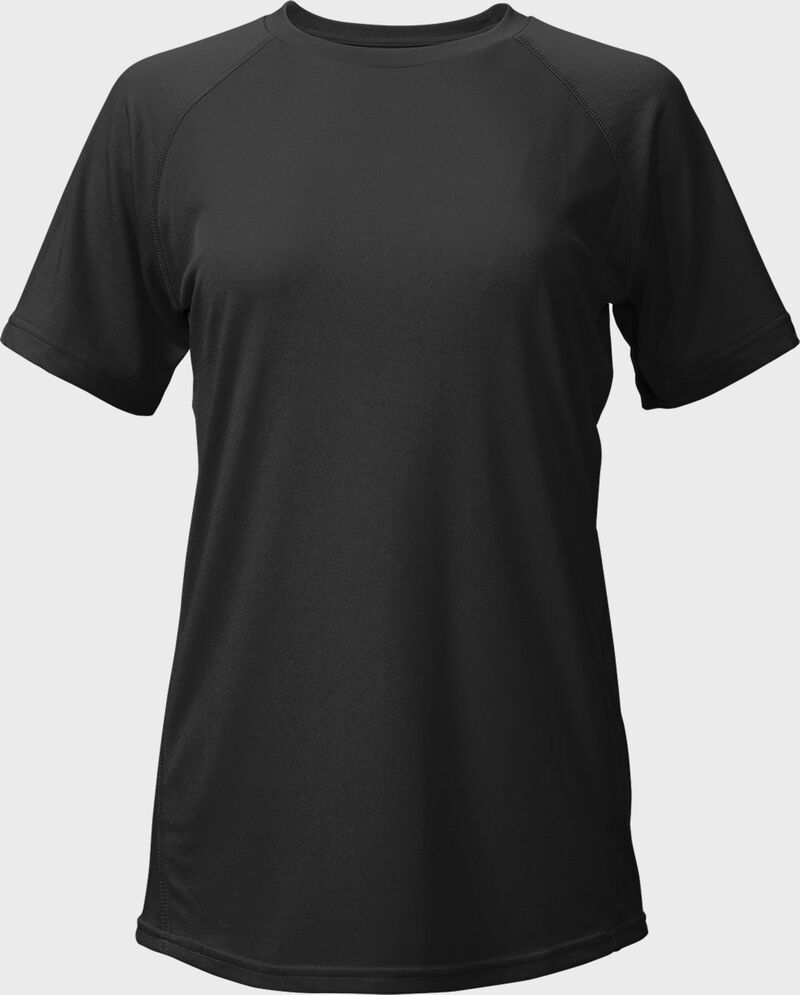 Front of a black Easton women's elite short sleeve performance tee