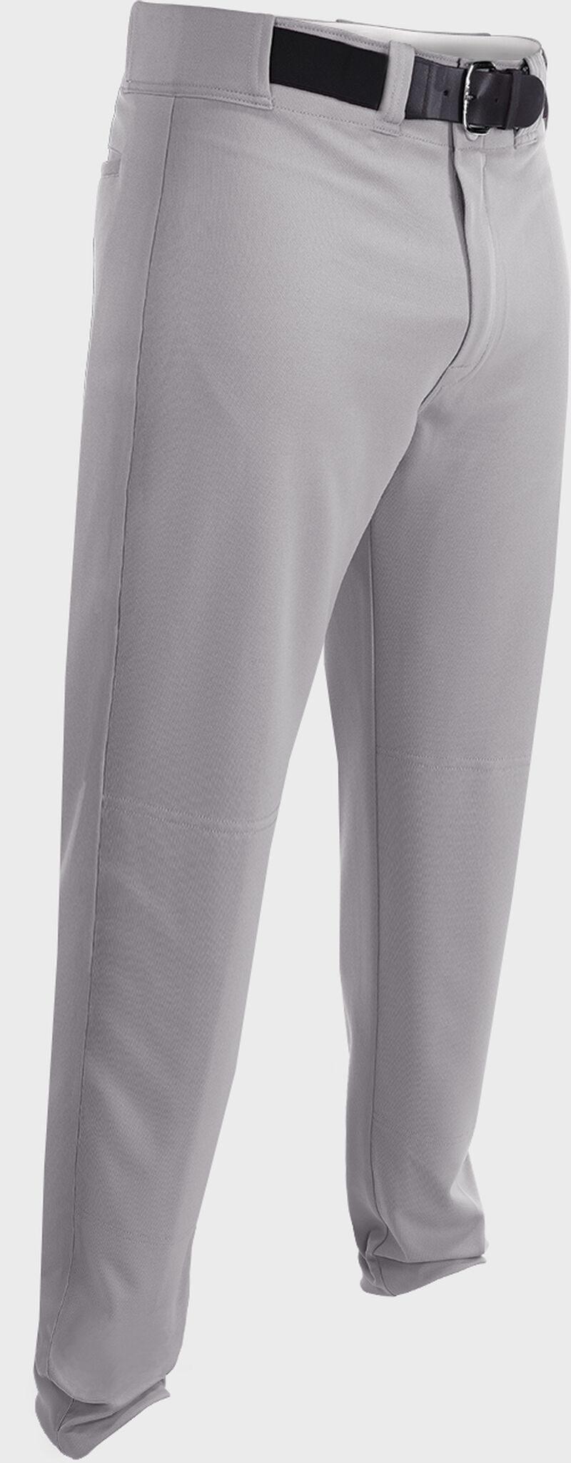 Front of a pair of grey Easton Hit and Run baseball pants