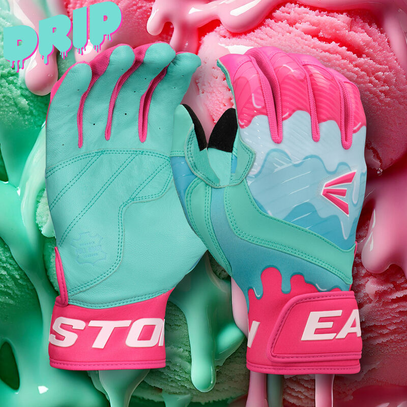 Walk-Off Ethos Drip Batting Gloves, Mint/Pink, Adult XL loading=
