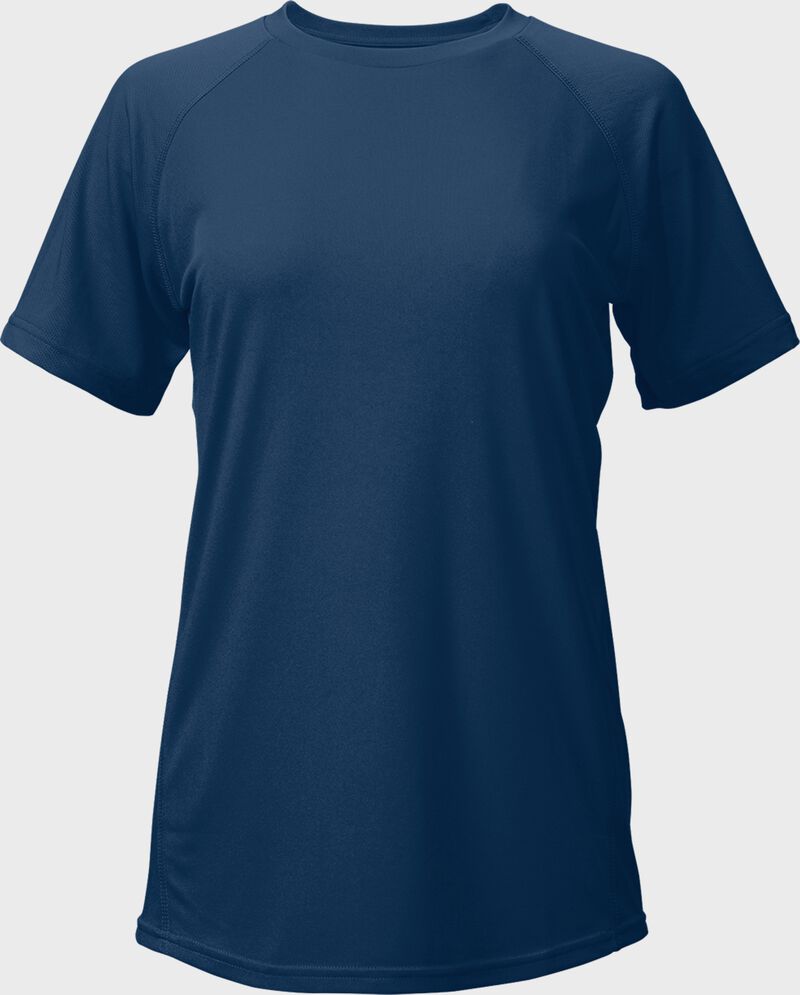 Front of a navy Easton women's elite short sleeve performance tee loading=