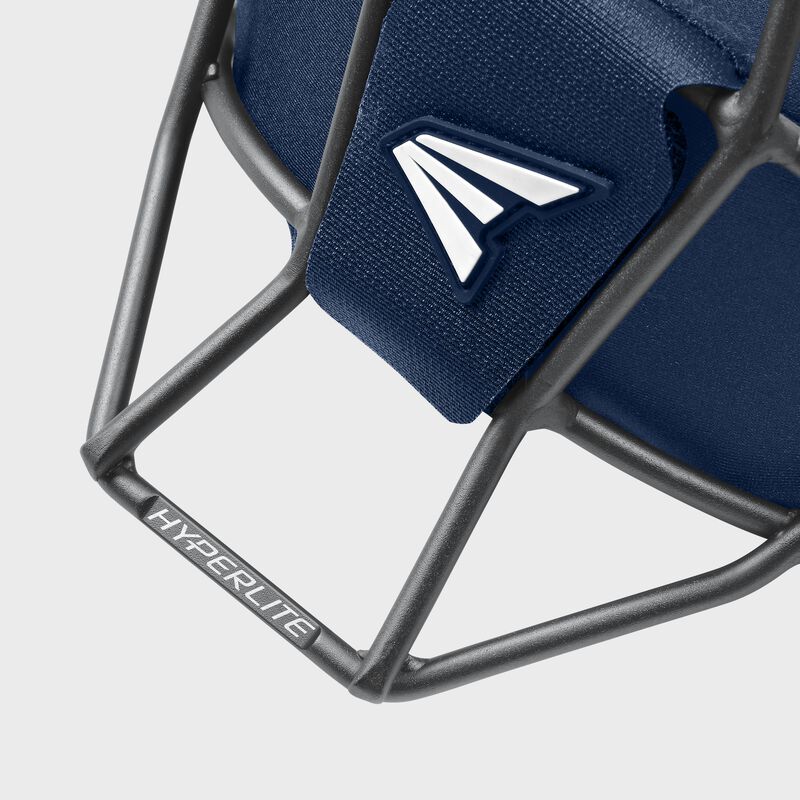 Easton logo, and bottom cage of a navy Hyperlite Catcher's mask