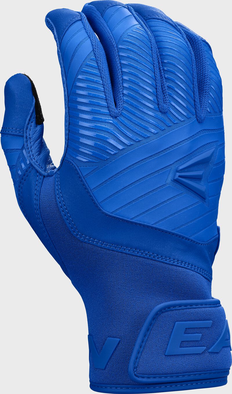 Back of a right hand royal Walk-Off Ethos batting glove
