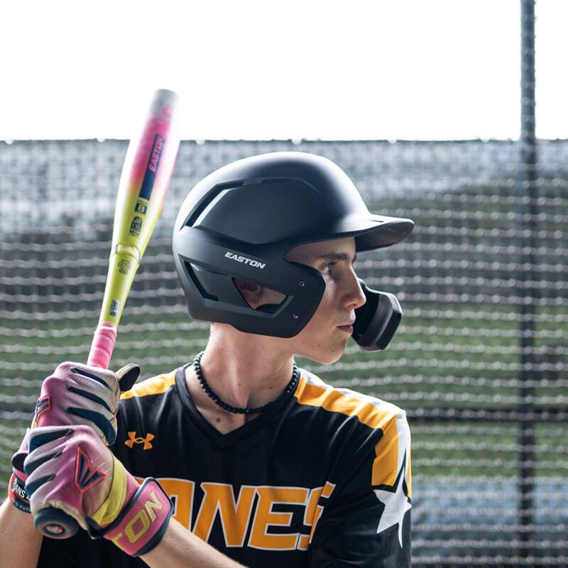 Easton Z50 Batting Helmet With Multi-Adjust Jaw Guard, Black, S/M
