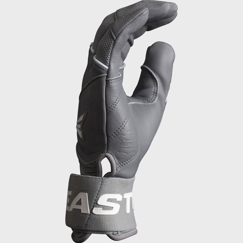 Pinky side of a grey Tantrum Pro Locked-In slowpitch batting glove