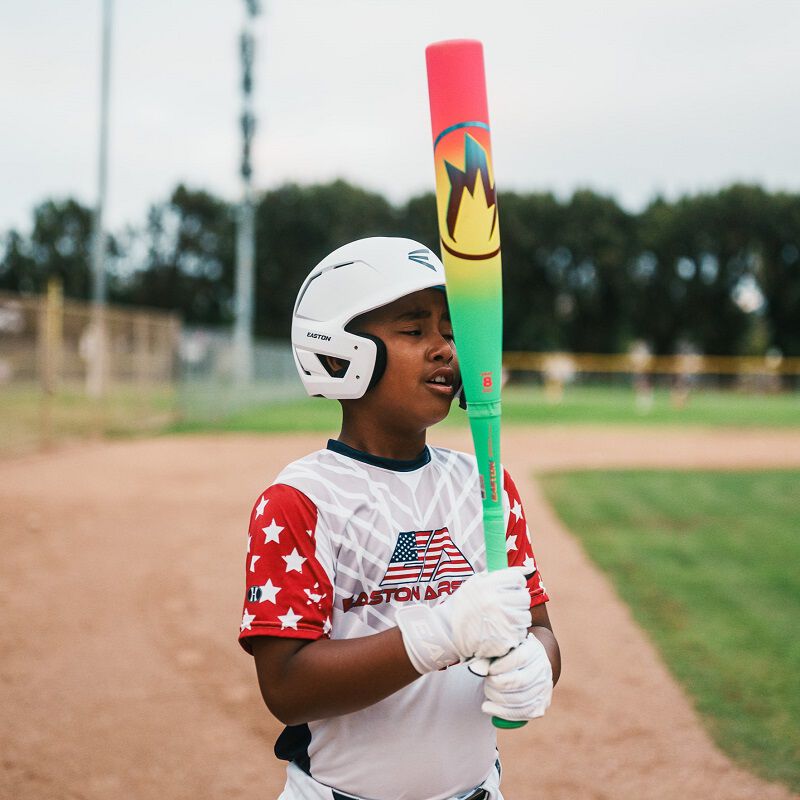 Picture of a player holding a 2026 Easton Hype Fire USA Baseball bat