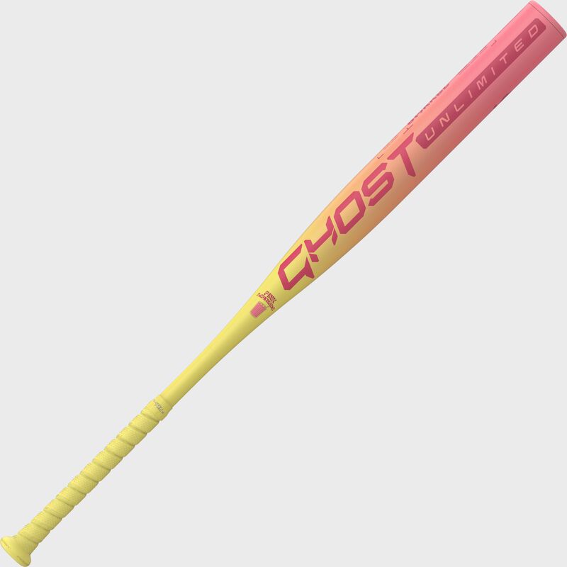 An Easton Ghost Unlimited Pink Lemonade fastpitch bat loading=
