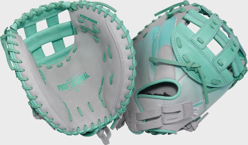 Professional Collection Color Splash 2.0 Grey/Mint 34" Fastpitch Catcher's Mitt, Right Hand Throw