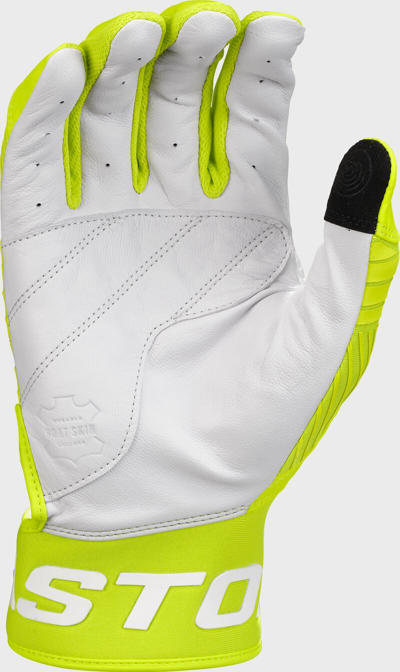 White palm of a Walk-Off Ethos Energy Drink batting glove