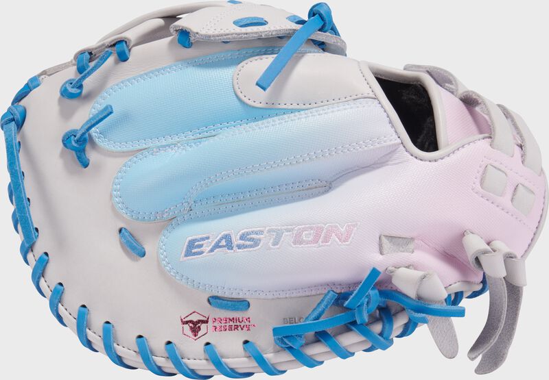 Professional Collection Color Splash 2.0 White/Columbia Blue/Pink 34" Fastpitch Catcher's Mitt, Right Hand Throw