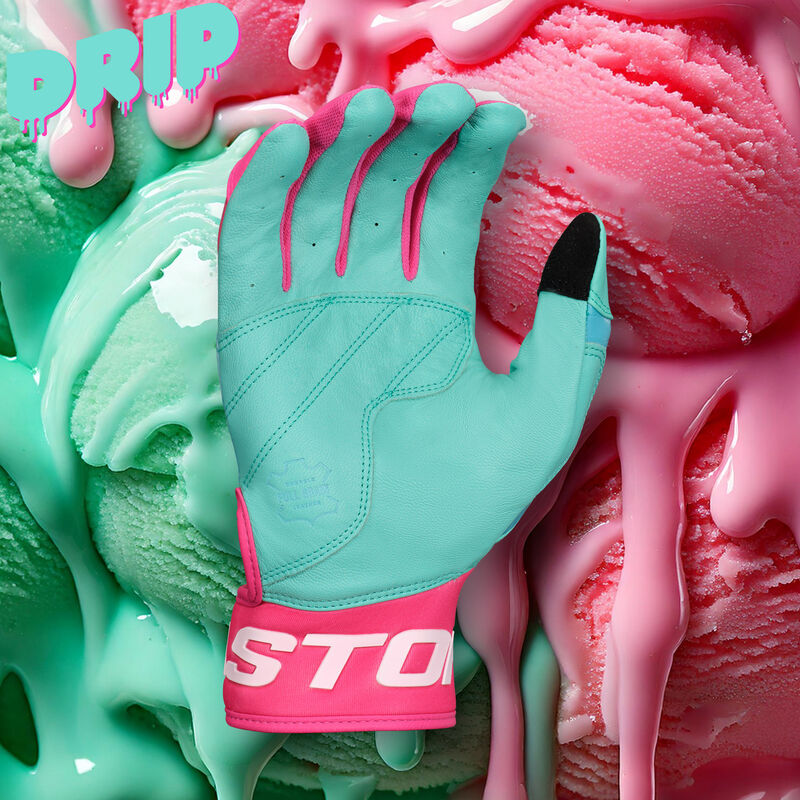 Walk-Off Ethos Drip Batting Gloves, Mint/Pink, Adult XL loading=