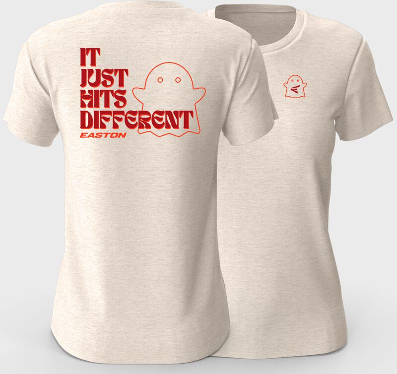 Easton Ghost "It Hits Different" Women's Tee, Orange, Women's S loading=