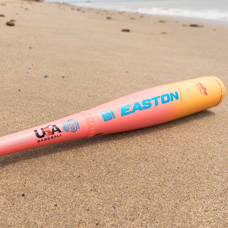 Picture of an Easton MAV2 Flash USA Baseball bat on a beach loading=