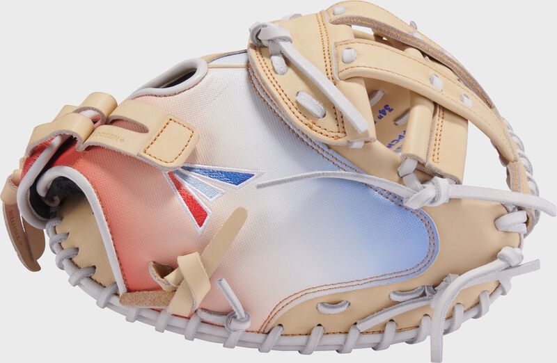 Professional Collection Color Splash 2.0 Camel/Red/White/Blue 34" Fastpitch Catcher's Mitt, Right Hand Throw