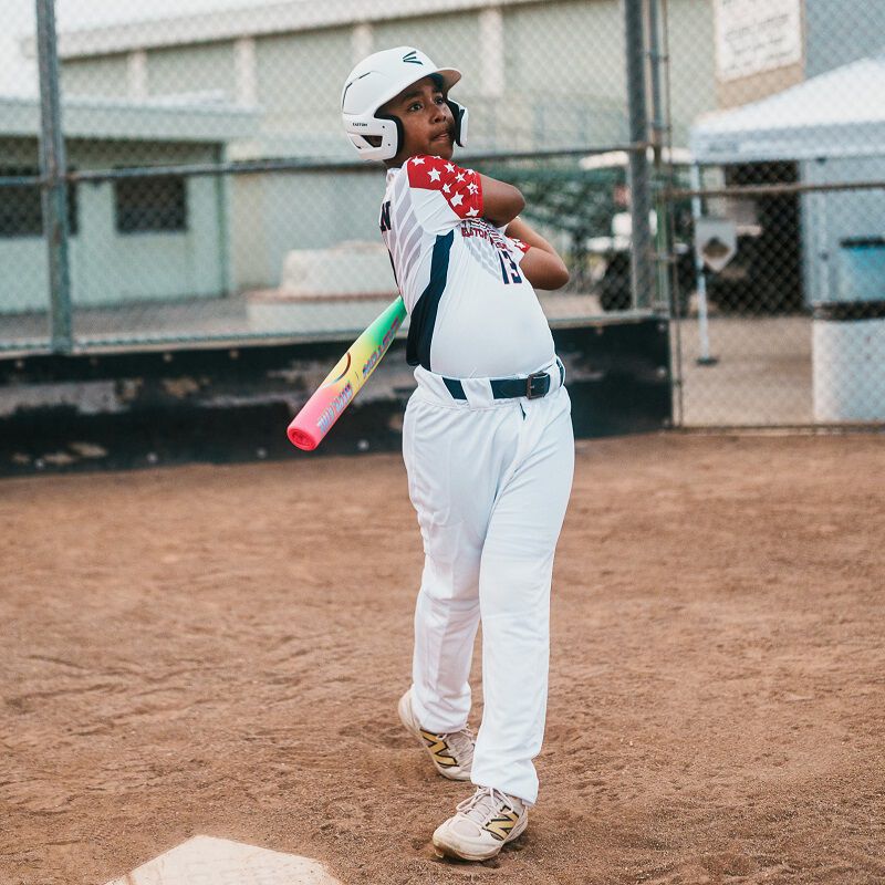 Picture of a player swinging a 2026 Easton Hype Fire USA Baseball bat