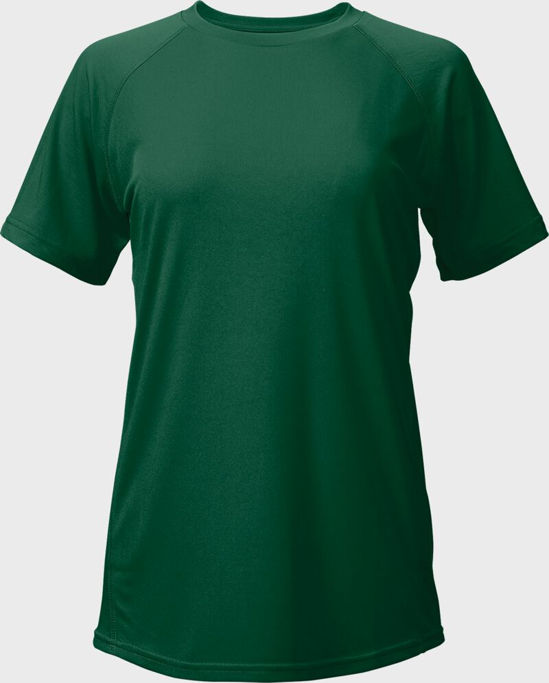 Front of a dark green Easton women's elite short sleeve performance tee