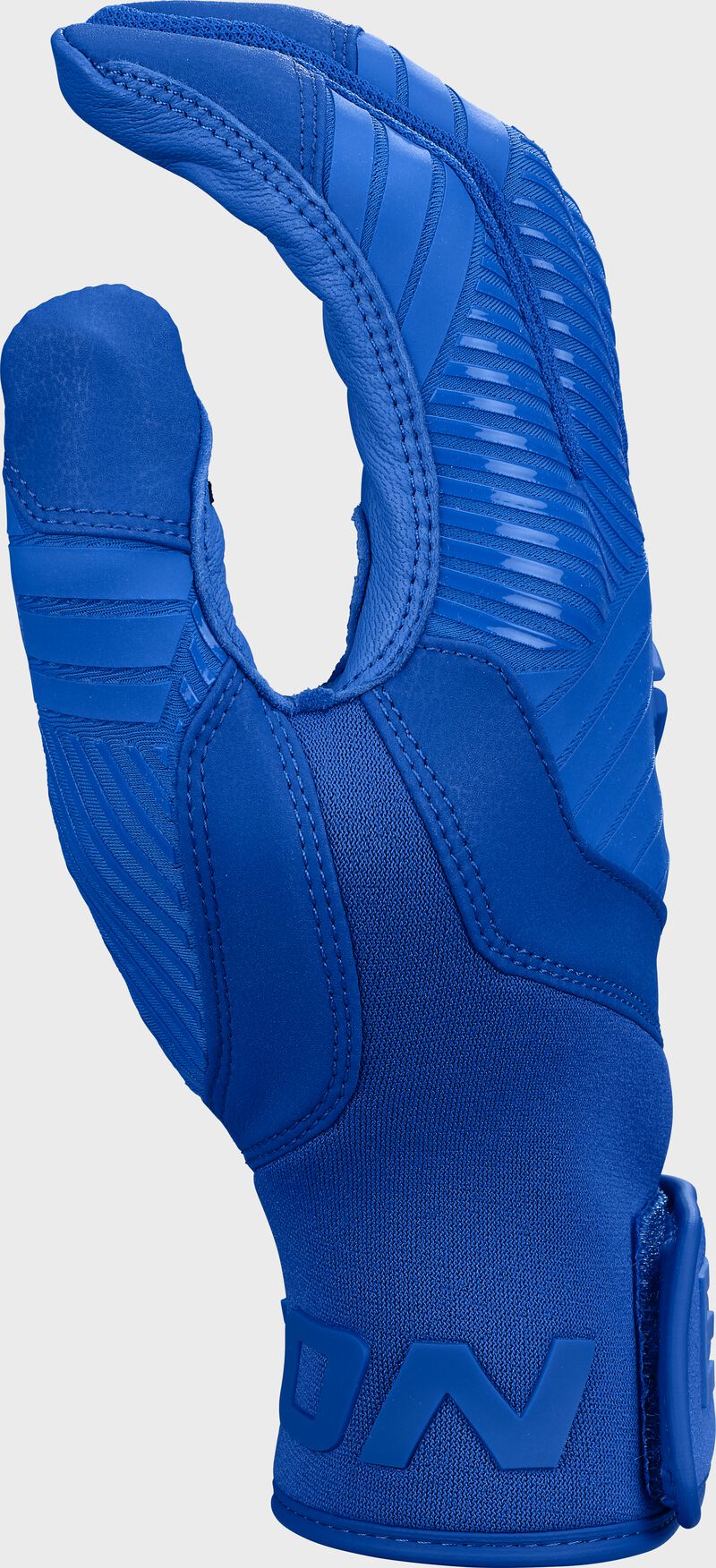 Royal thumb of a Walk-Off Ethos batting glove