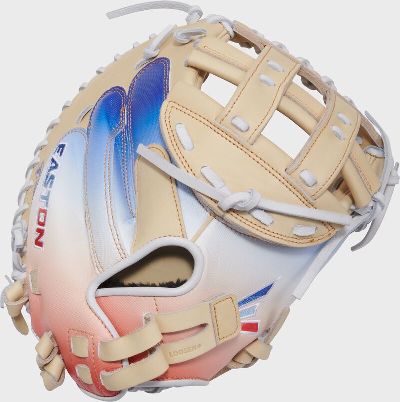 Professional Collection Color Splash 2.0 Camel/Red/White/Blue 34" Fastpitch Catcher's Mitt, Right Hand Throw