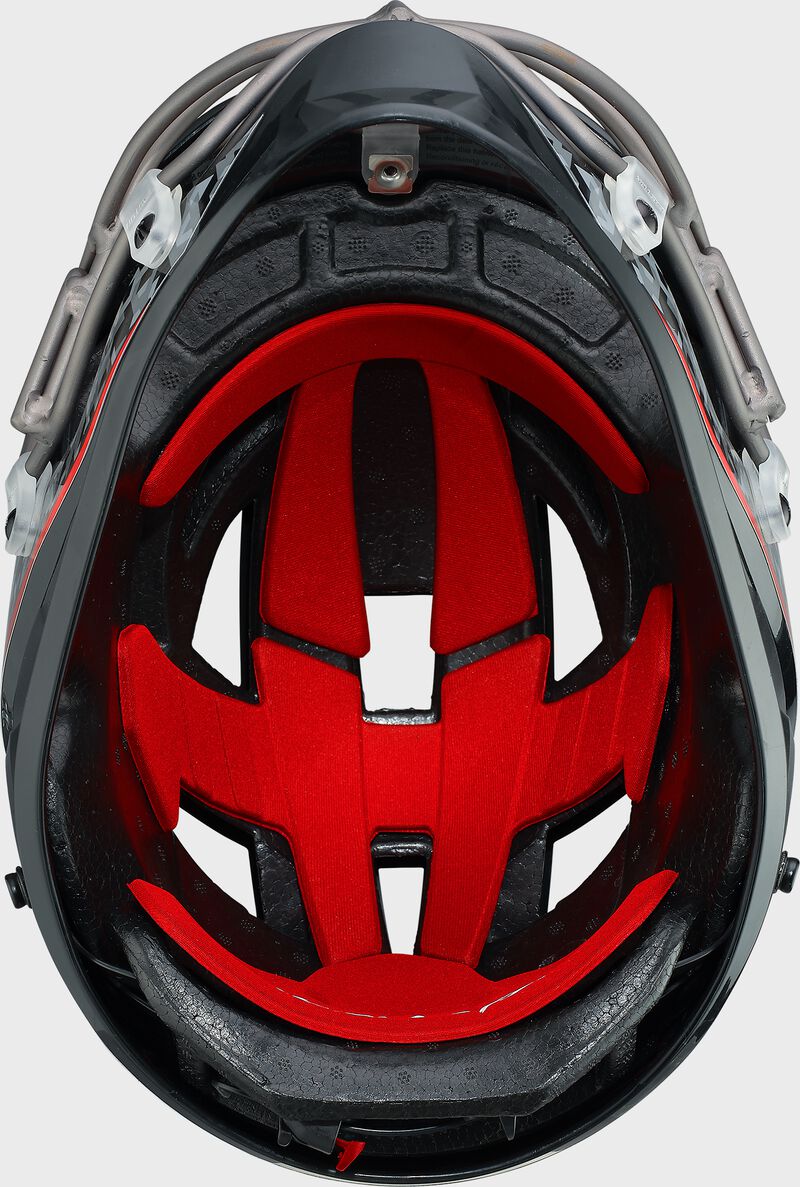Red inside padding of a black Hellcat Mojo fielding helmet - SKU: HELMOSPH loading=