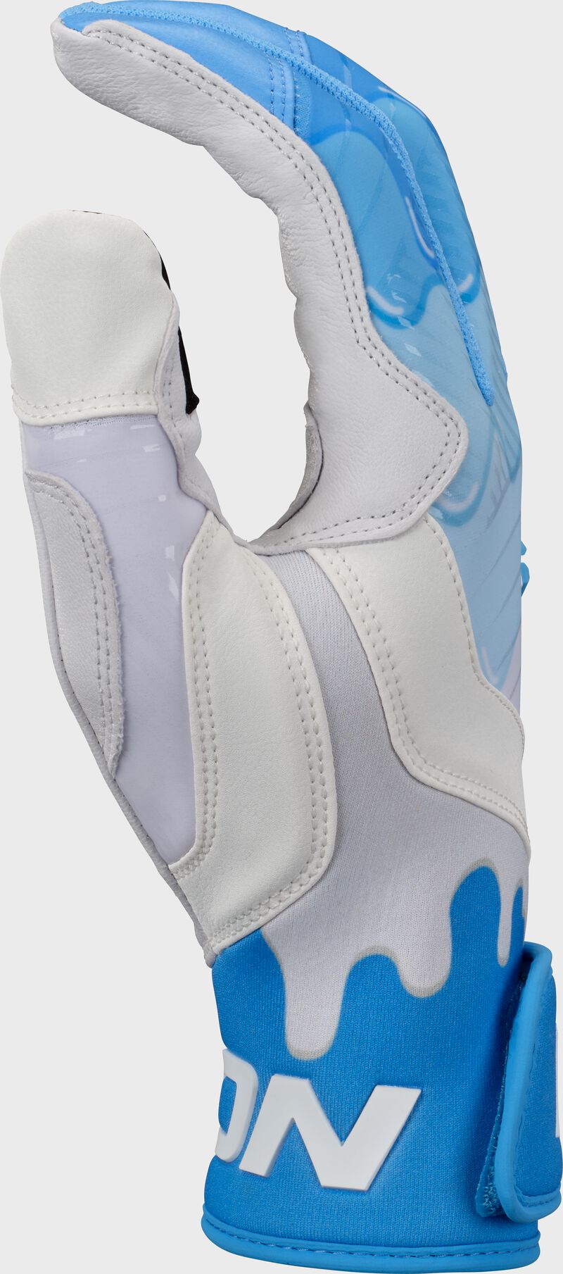 Walk-Off Ethos Drip Batting Gloves, White/Blue, Adult XL