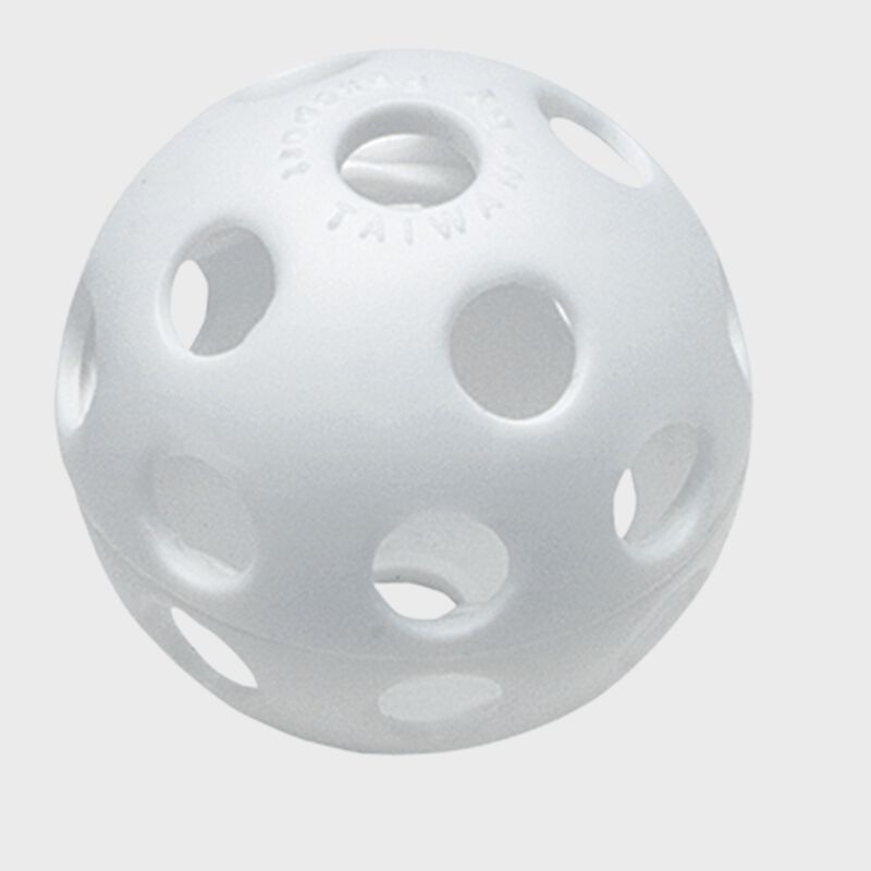 An Easton 9" white plastic training ball