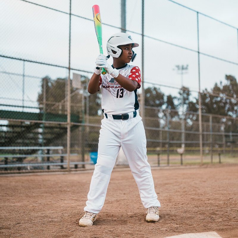Picture of a player batting with a 2026 Easton Hype Fire USA Baseball bat